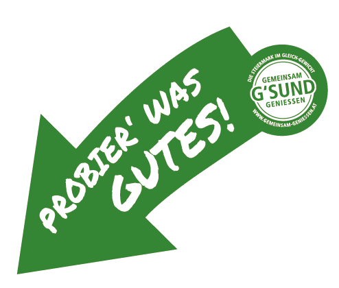 Aufkleber von GEMEINSAM G´SUND GENIESEN - Unser Schulbuffet. Das steirische Programm für gesunde und nachhaltige Schulbuffets.