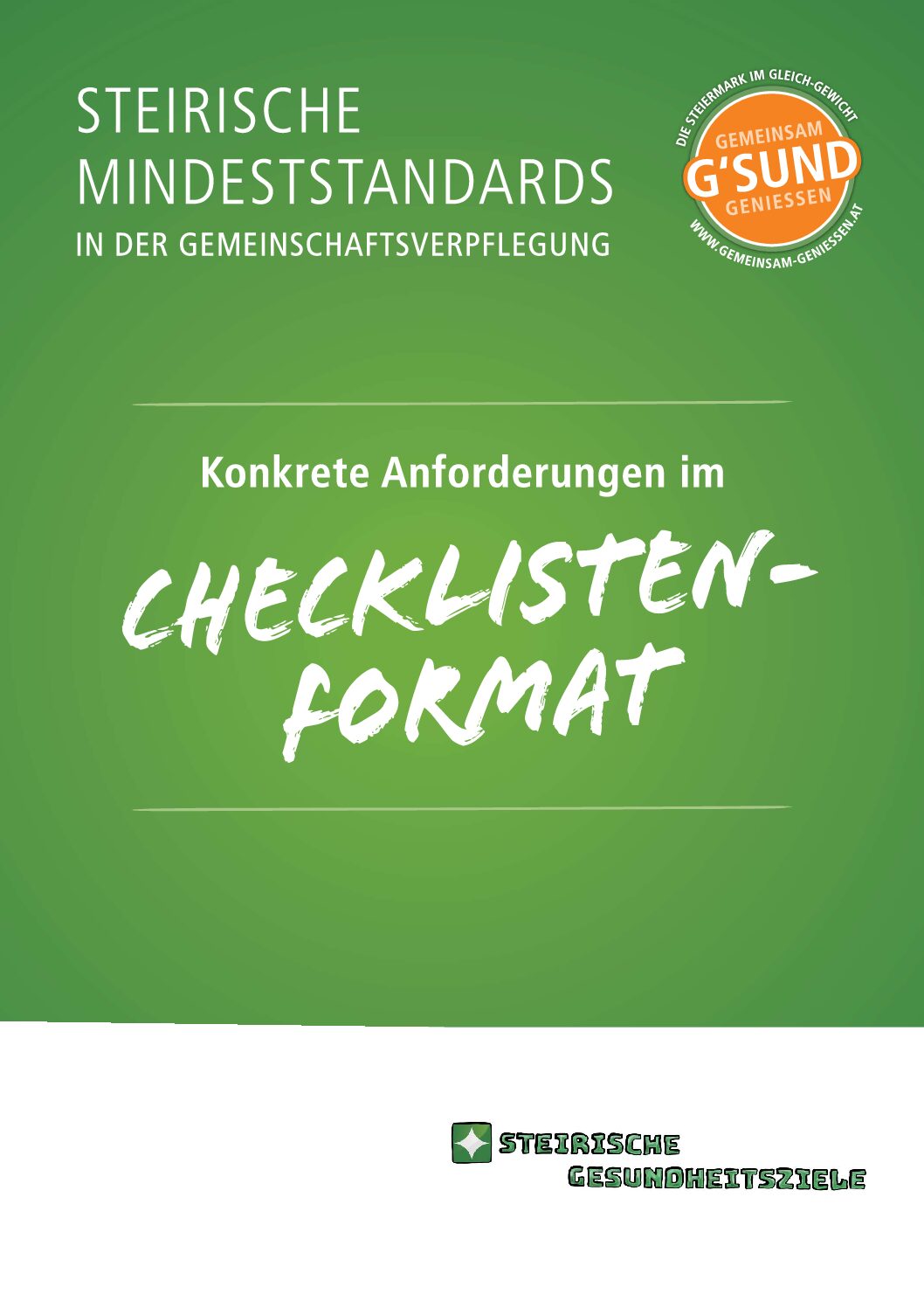 Checklisten zu den steirischen Mindeststandards in der Gemeinschaftsverpflegung - Deckblatt