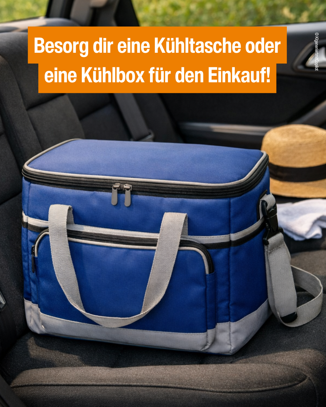 KI-Bild von einer Kühlbox (Die richtige Ernährung und Flüssigkeitszufuhr bei extremer Hitze_Instagram-Posting)