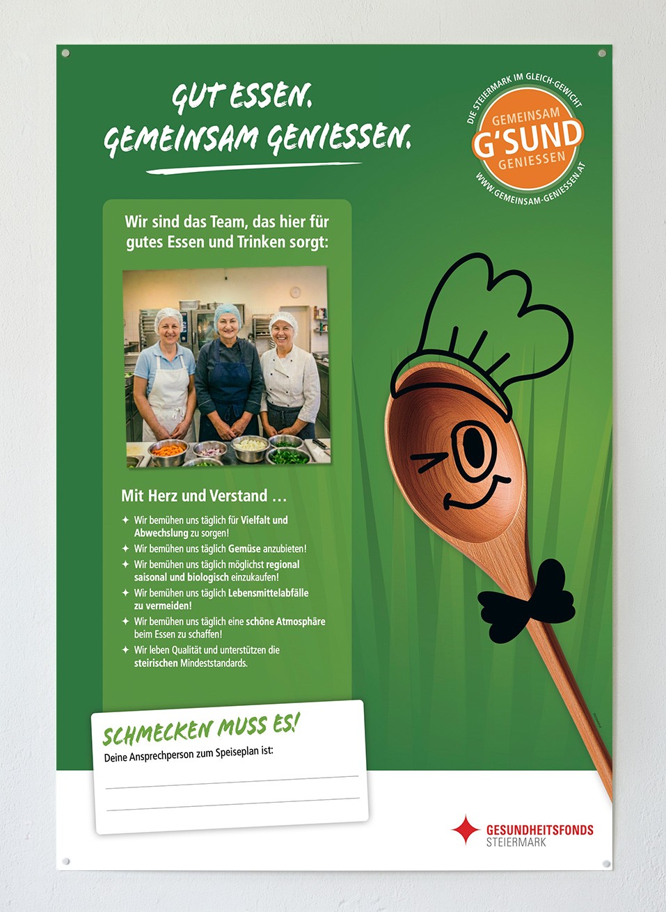 GGG_kommplakat_Vorstellung Team_Montage Kommunikationsplakat von GEMEINSAM G'SUND GENIESSEN